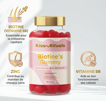 Gummies à la biotine pour des cheveux plus forts, plus denses, dès le premier mois.